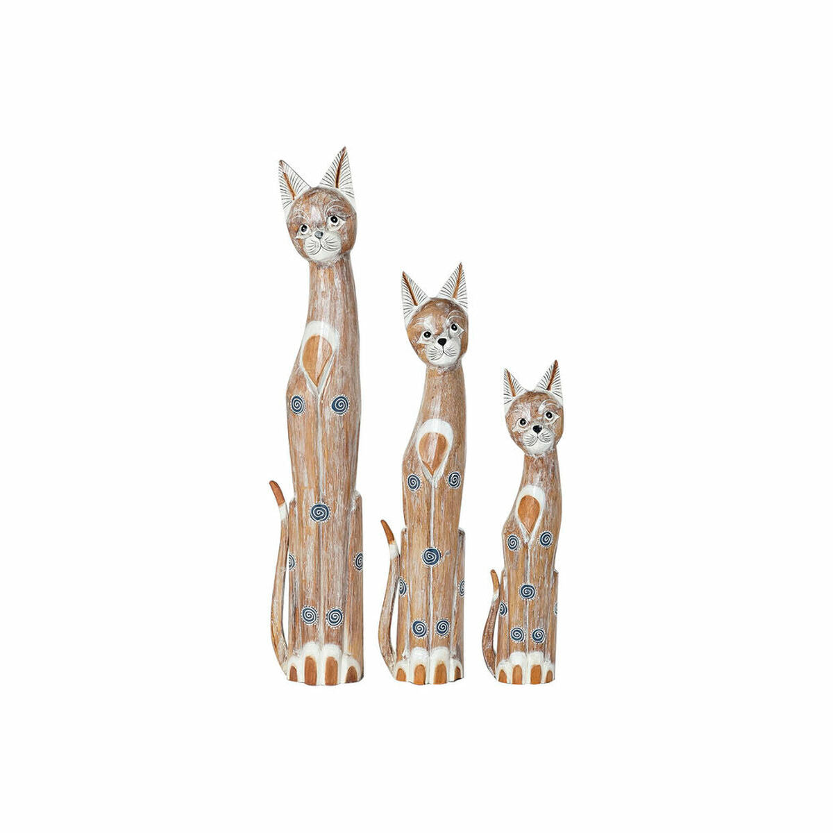 Decorative Figure DKD Home Decor 8424001848195 Natural Cats Albasia wood (17 x 7,5 x 100 cm) (17 x 7,5 x 99 cm) (78 cm)