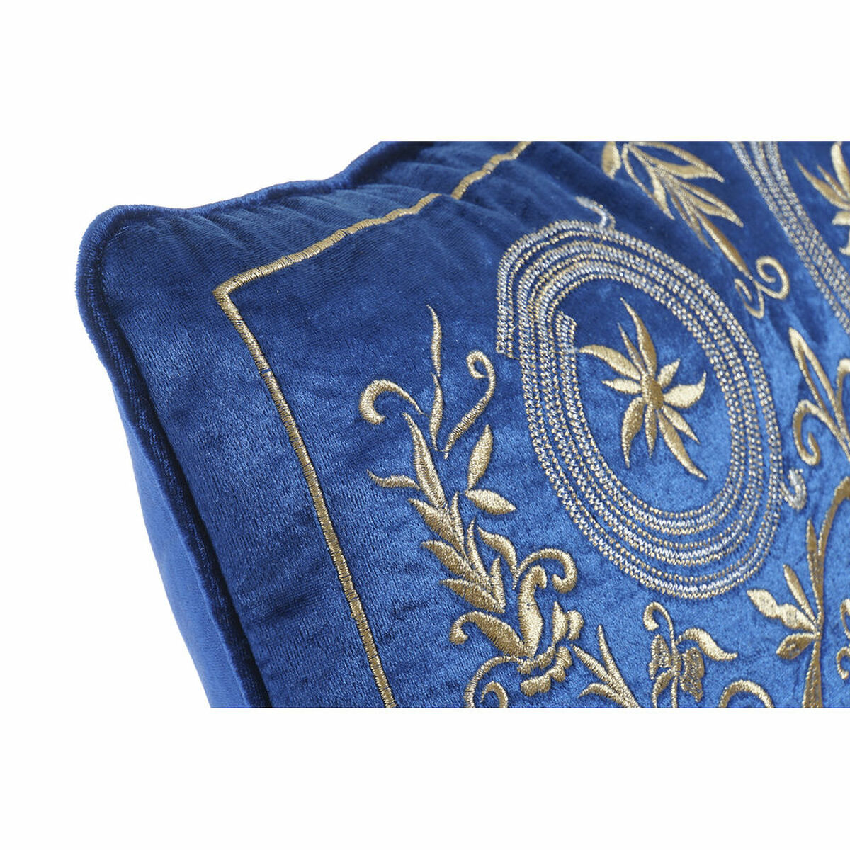 Cushion DKD Home Decor 8424001850341 Blue Golden Polyester Velvet Aluminium (45 x 10 x 45 cm)