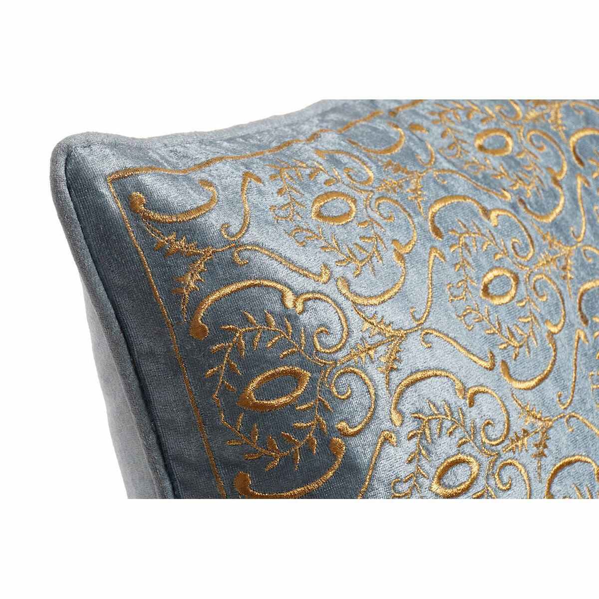 Cushion DKD Home Decor 8424001850389 Blue Golden Polyester Velvet Aluminium (45 x 10 x 45 cm)