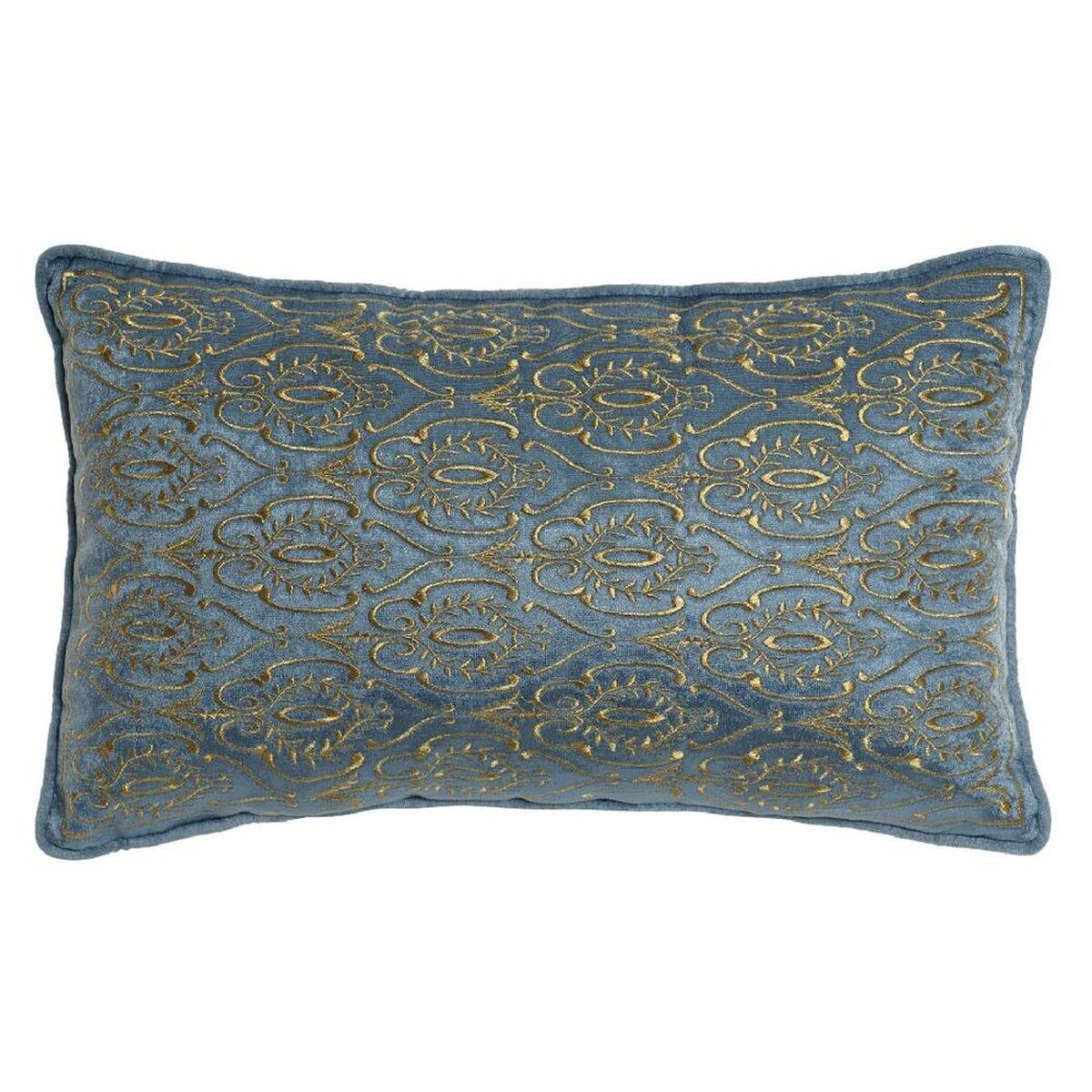 Cushion DKD Home Decor 8424001850396 Blue Golden Polyester Velvet Aluminium (50 x 10 x 30 cm)