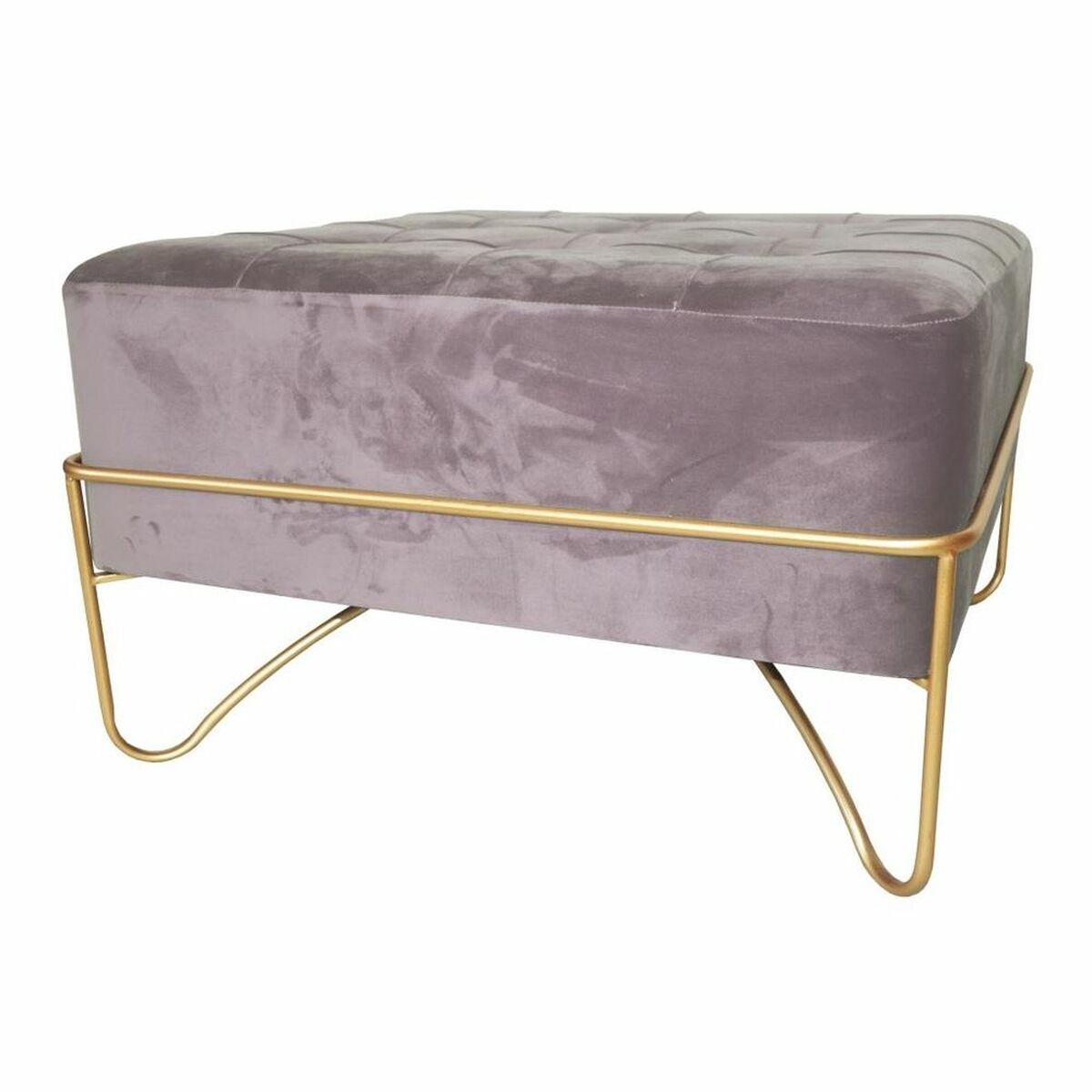 Bench DKD Home Decor   Foam Pink Golden Metal Polyester Velvet MDF Wood (80 x 80 x 42 cm)