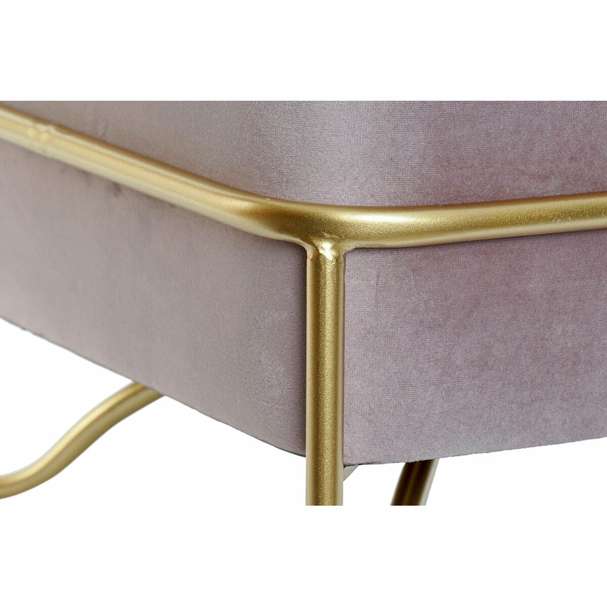 Bench DKD Home Decor   Foam Pink Golden Metal Polyester Velvet MDF Wood (42 x 42 x 38 cm)