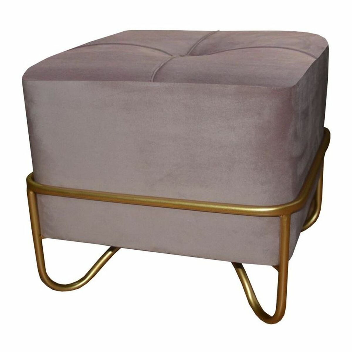 Bench DKD Home Decor   Foam Pink Golden Metal Polyester Velvet MDF Wood (42 x 42 x 38 cm)