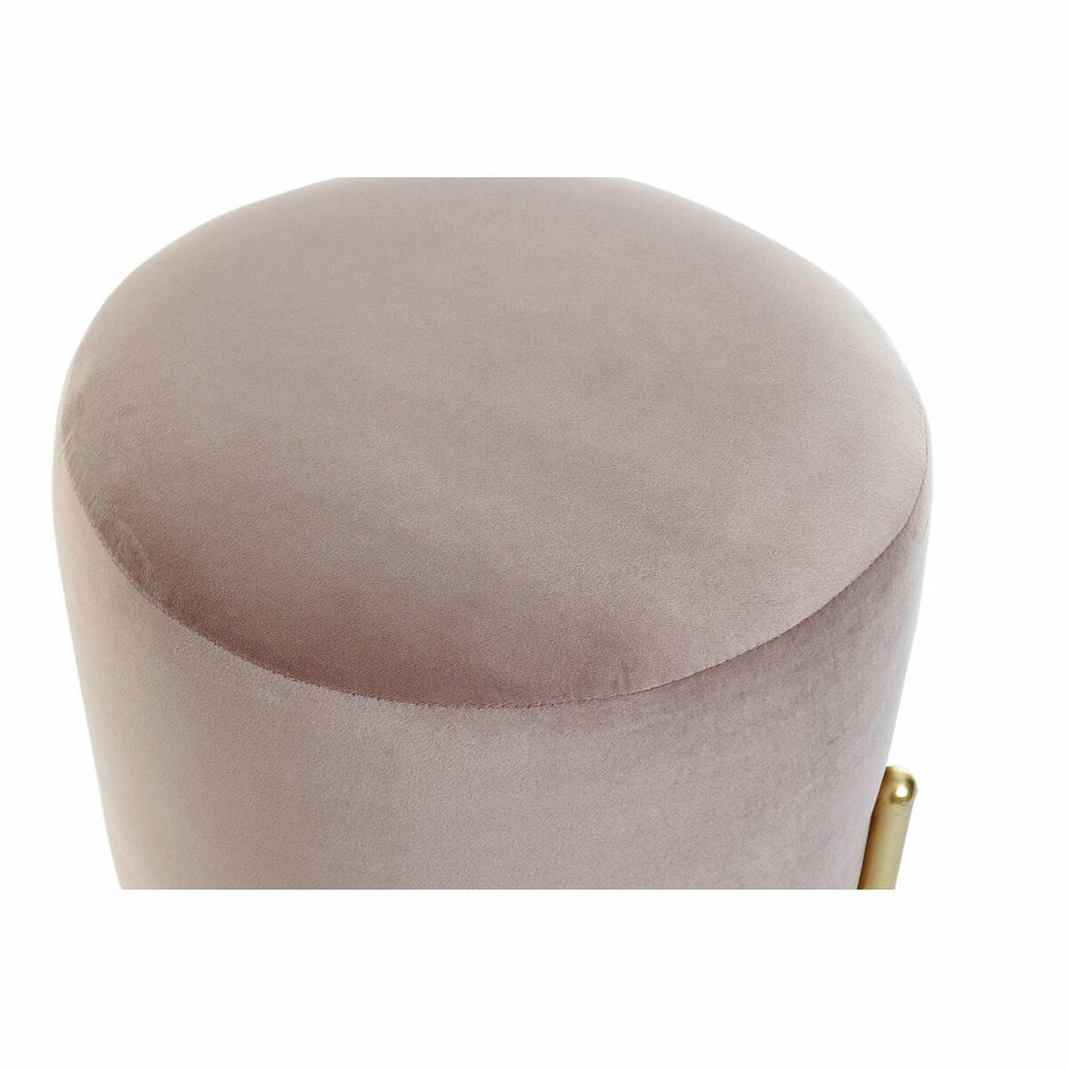 Footrest DKD Home Decor Pink Polyester Metal Golden (38 x 38 x 34 cm)