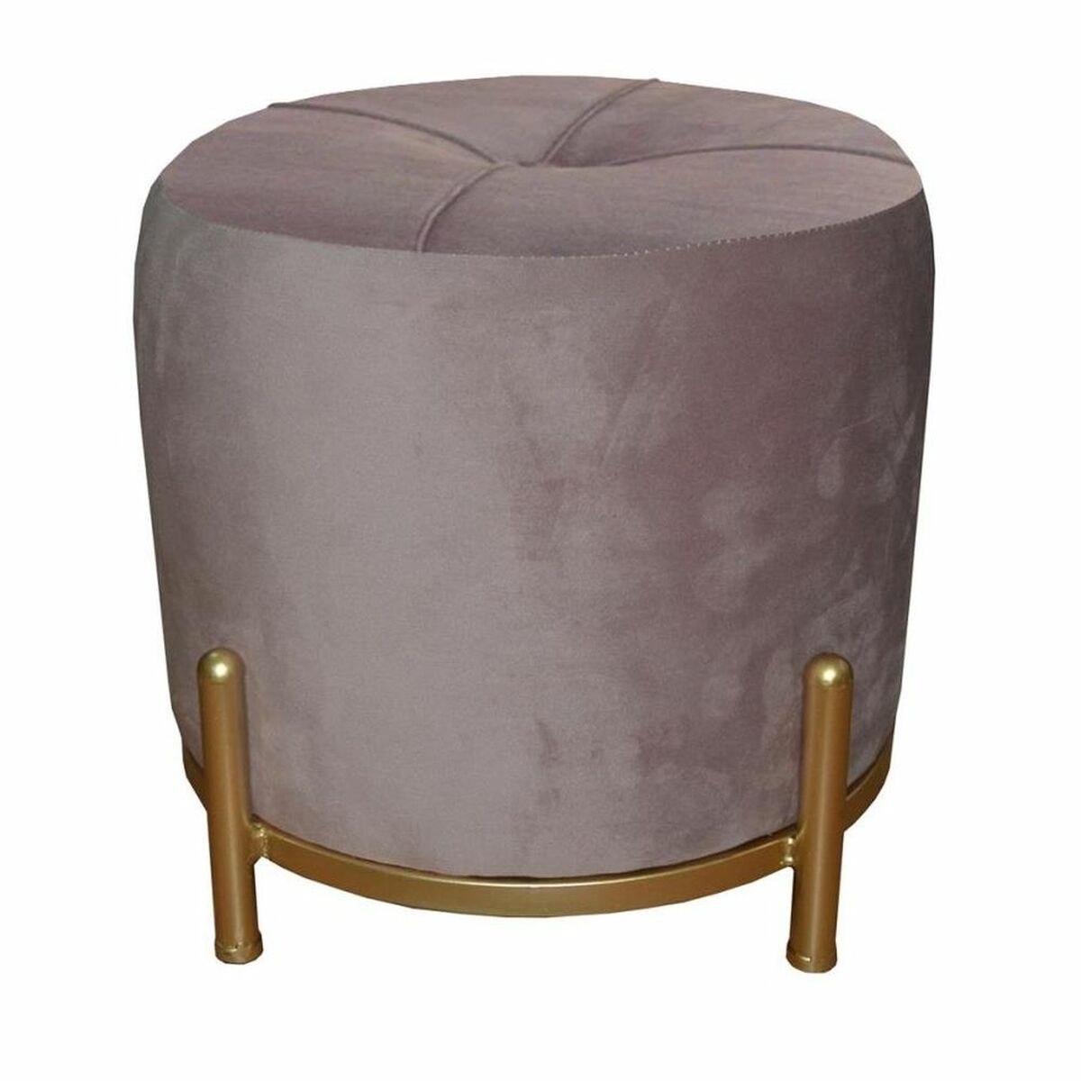 Footrest DKD Home Decor Pink Polyester Metal Golden (38 x 38 x 34 cm)