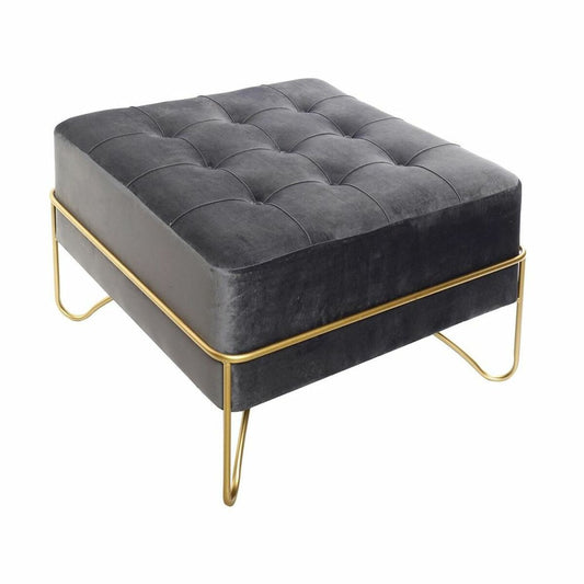 Bench DKD Home Decor   Foam Grey Golden Metal Polyester Velvet MDF Wood (42 x 42 x 38 cm)