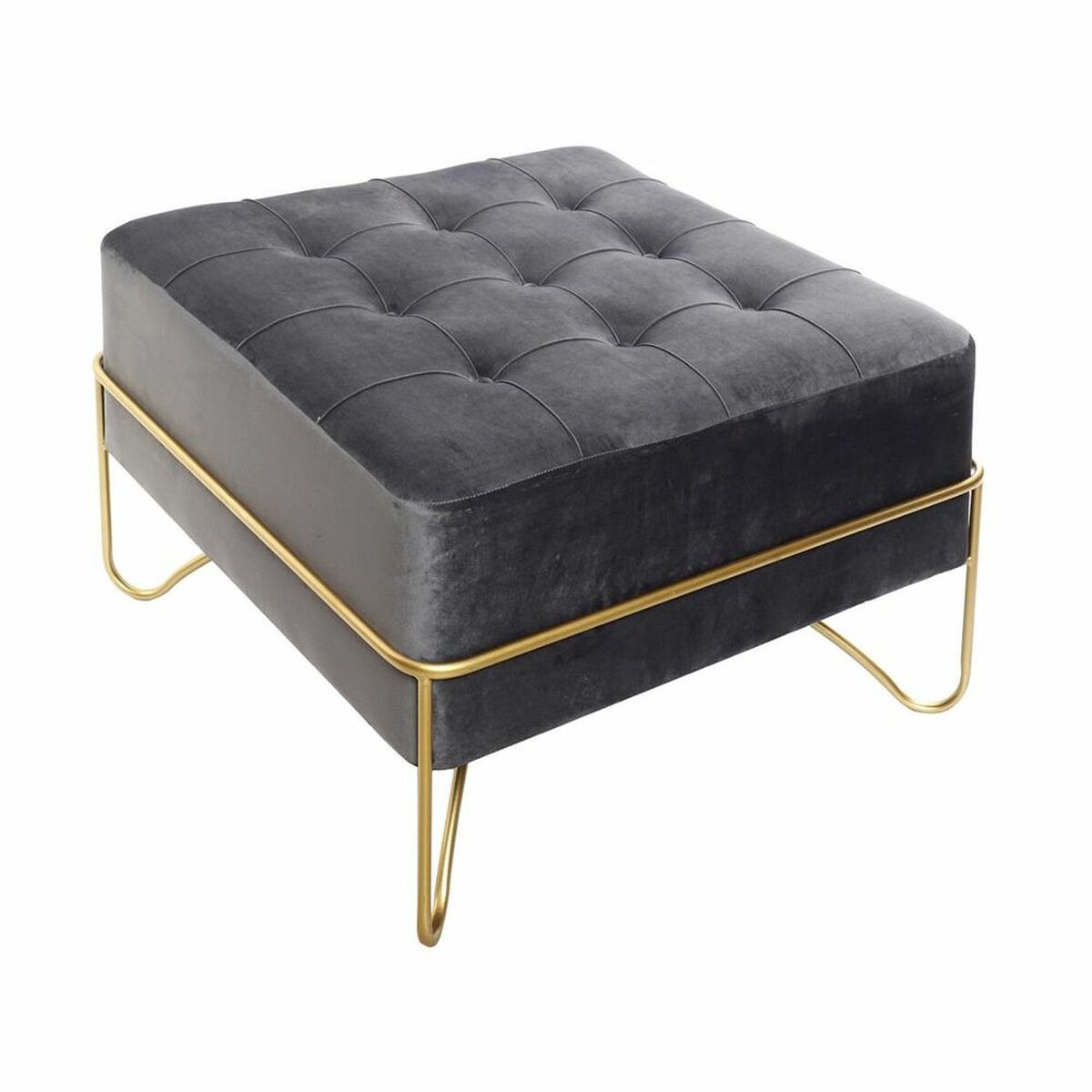 Bench DKD Home Decor Foam Grey Golden Metal Polyester Velvet MDF Wood (80 x 40 x 42 cm)