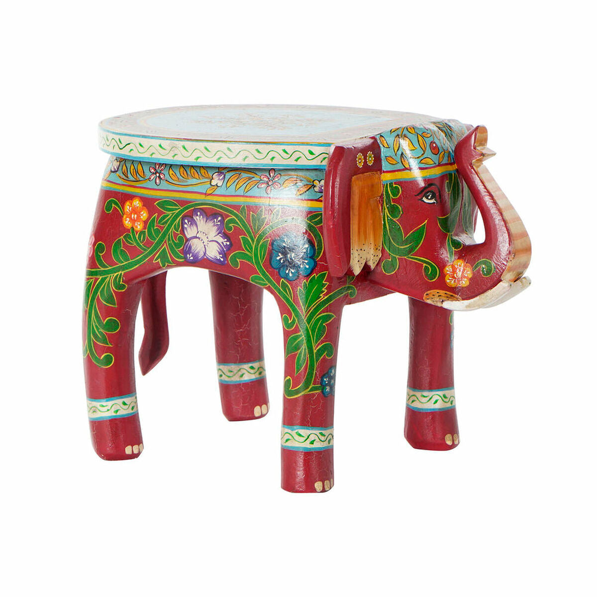 Side table DKD Home Decor Brown Multicolour Acrylic Mango wood Elephant (45 x 34 x 34 cm)