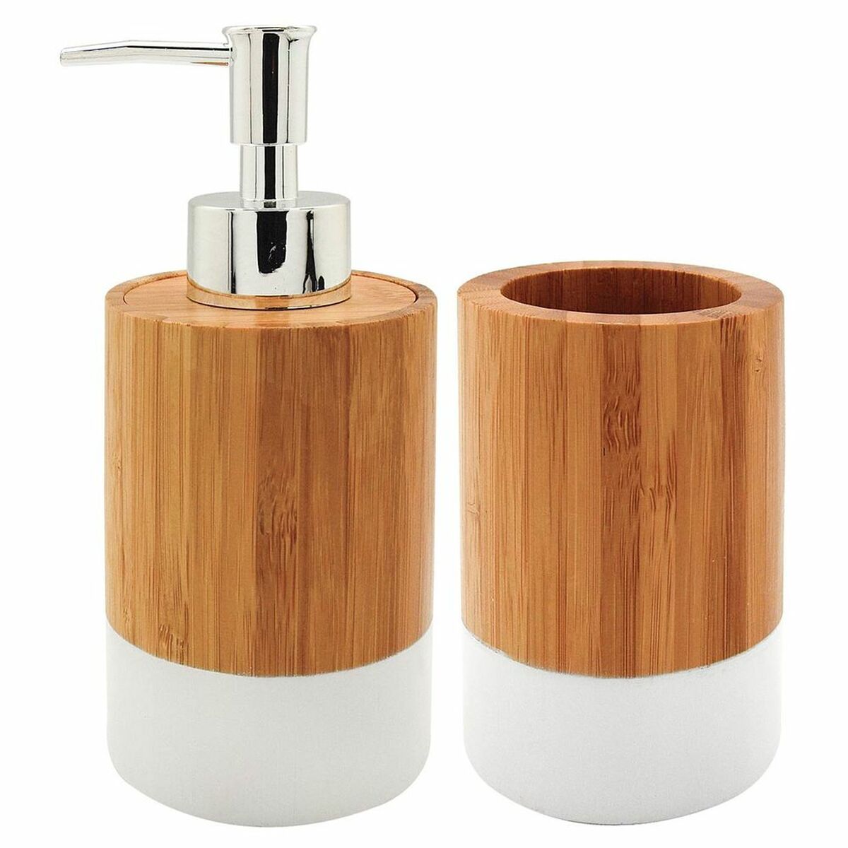 Bath Set DKD Home Decor Bamboo (6.8 x 6.8 x 17 cm) (2 pcs)