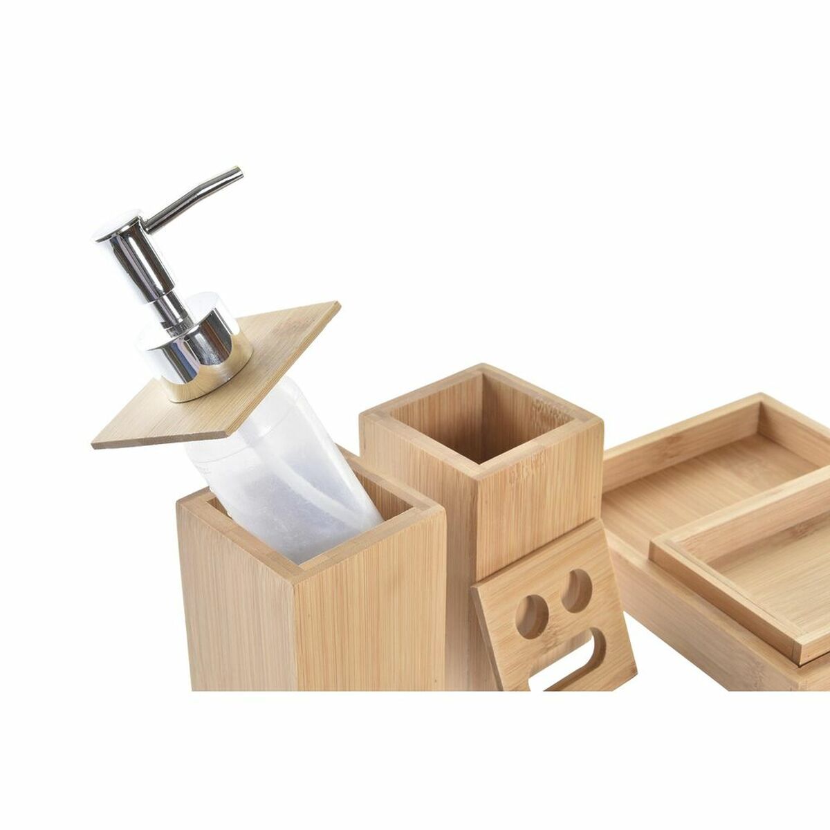 Bath Set DKD Home Decor Bamboo (17.8 x 16.3 x 3 cm) (3 pcs)