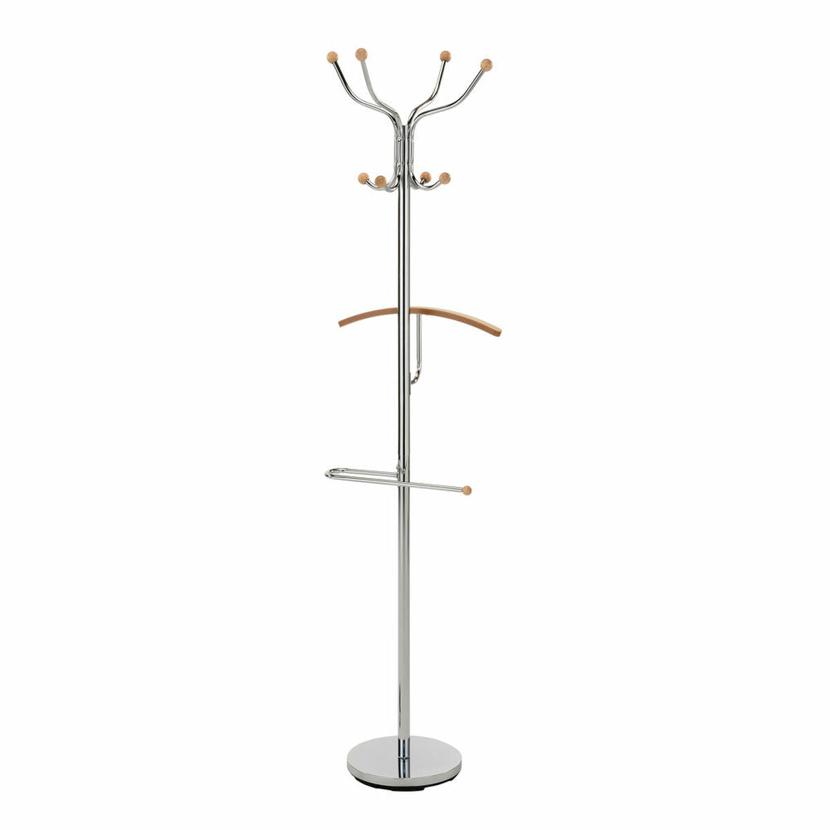 Hat stand DKD Home Decor Silver Steel Rubber wood (45 x 42 x 180 cm)