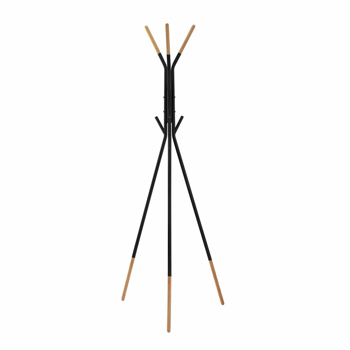 Hat stand DKD Home Decor Black Steel Rubber wood (65 x 65 x 179 cm)