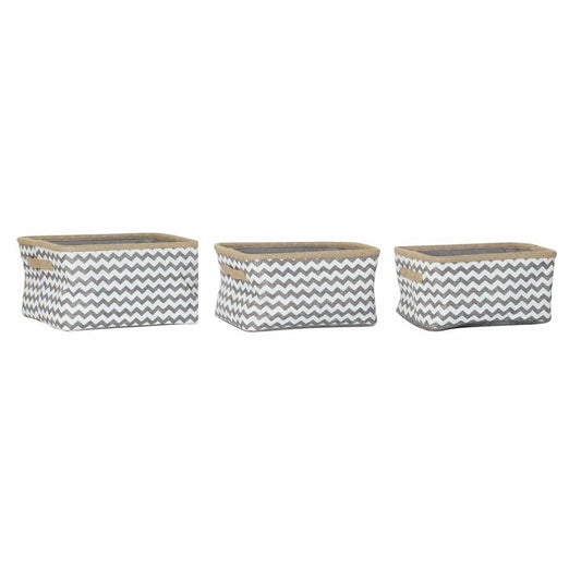 Basket set DKD Home Decor Polyester Jute Zigzag Boho (3 pcs)