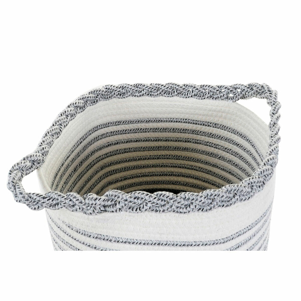 Basket set DKD Home Decor Stripes Black Grey Brown Cotton White Boho (2 pcs) (4 pcs)