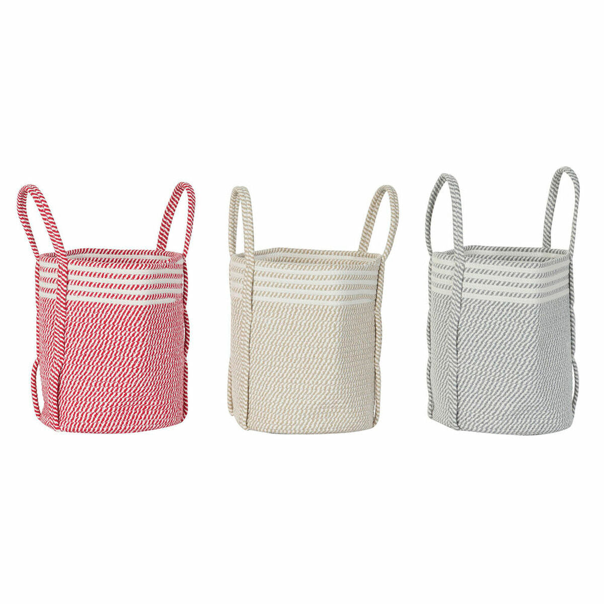 Basket DKD Home Decor Cotton Boho (3 pcs) (30 x 30 x 34 cm)