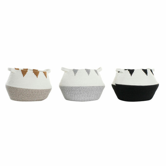 Basket DKD Home Decor Black Grey Cotton White Mustard (36 x 36 x 26 cm) (3 pcs)