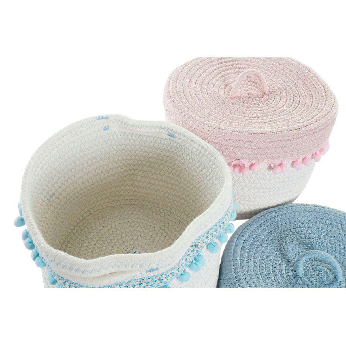 Basket DKD Home Decor Cotton (2 pcs) (26 x 26 x 20 cm)