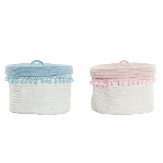 Basket DKD Home Decor Cotton (2 pcs) (26 x 26 x 20 cm)