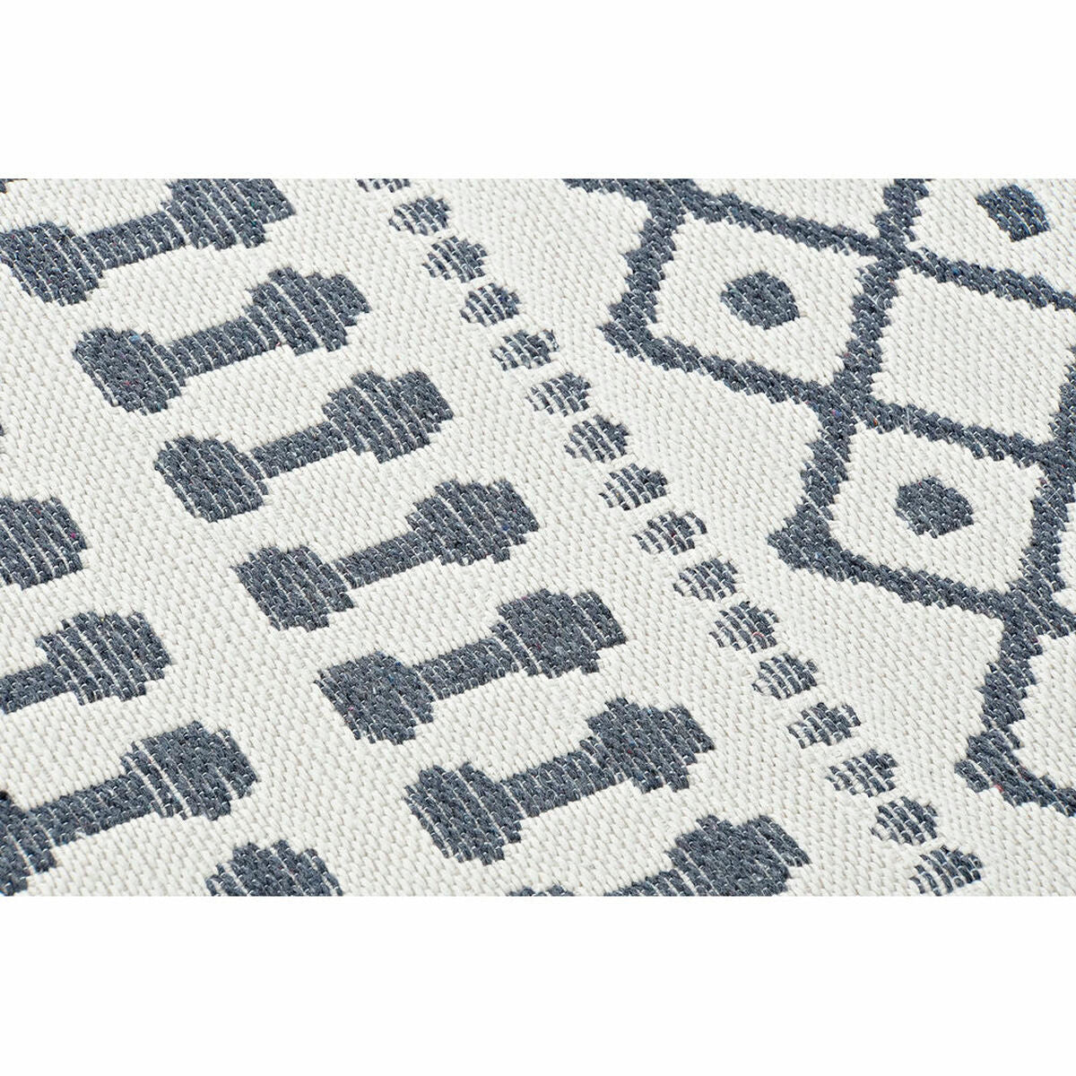 Carpet DKD Home Decor White Polyester Cotton Dark Grey (120 x 180 x 1 cm)