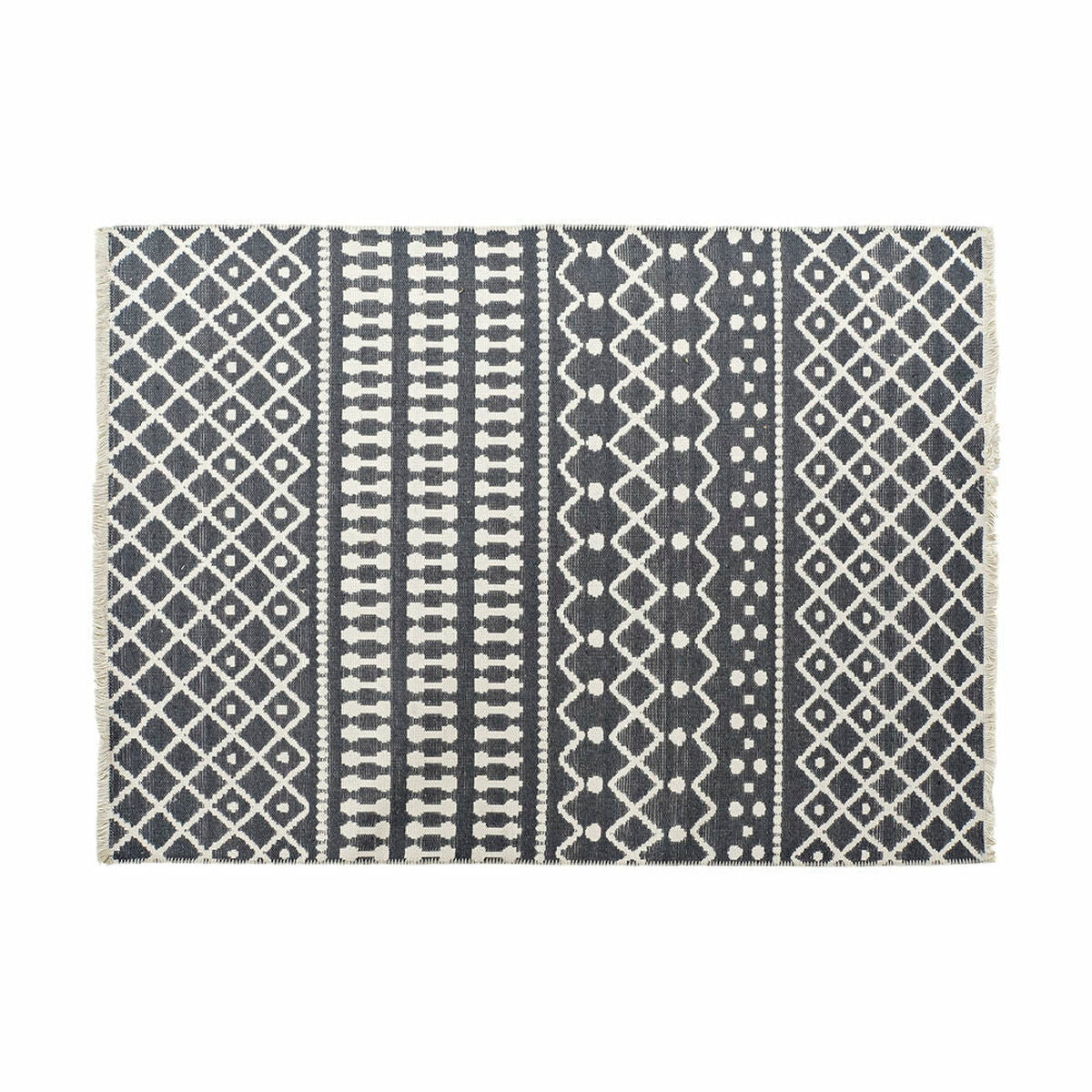 Carpet DKD Home Decor White Polyester Cotton Dark Grey (120 x 180 x 1 cm)