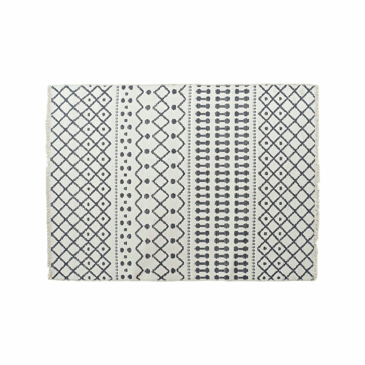 Carpet DKD Home Decor White Polyester Cotton Dark Grey (120 x 180 x 1 cm)