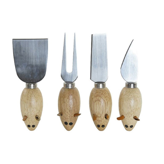 Kitchen Utensils Set DKD Home Decor Stainless steel Pinewood (4 pcs)
