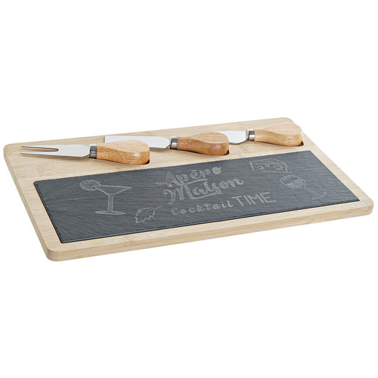 Cutting board DKD Home Decor Black Bamboo Board (4 pcs) (33 x 19 x 2.4 cm)