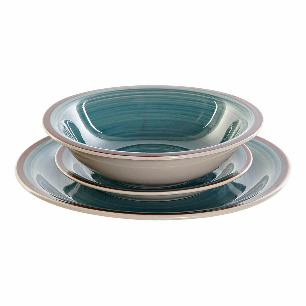 Tableware DKD Home Decor Stoneware (26,5 x 26,5 x 3 cm) (21 x 21 x 5,5 cm) (26.5 x 26.5 x 3 cm) (19 x 19 x 3 cm) (18 pcs)