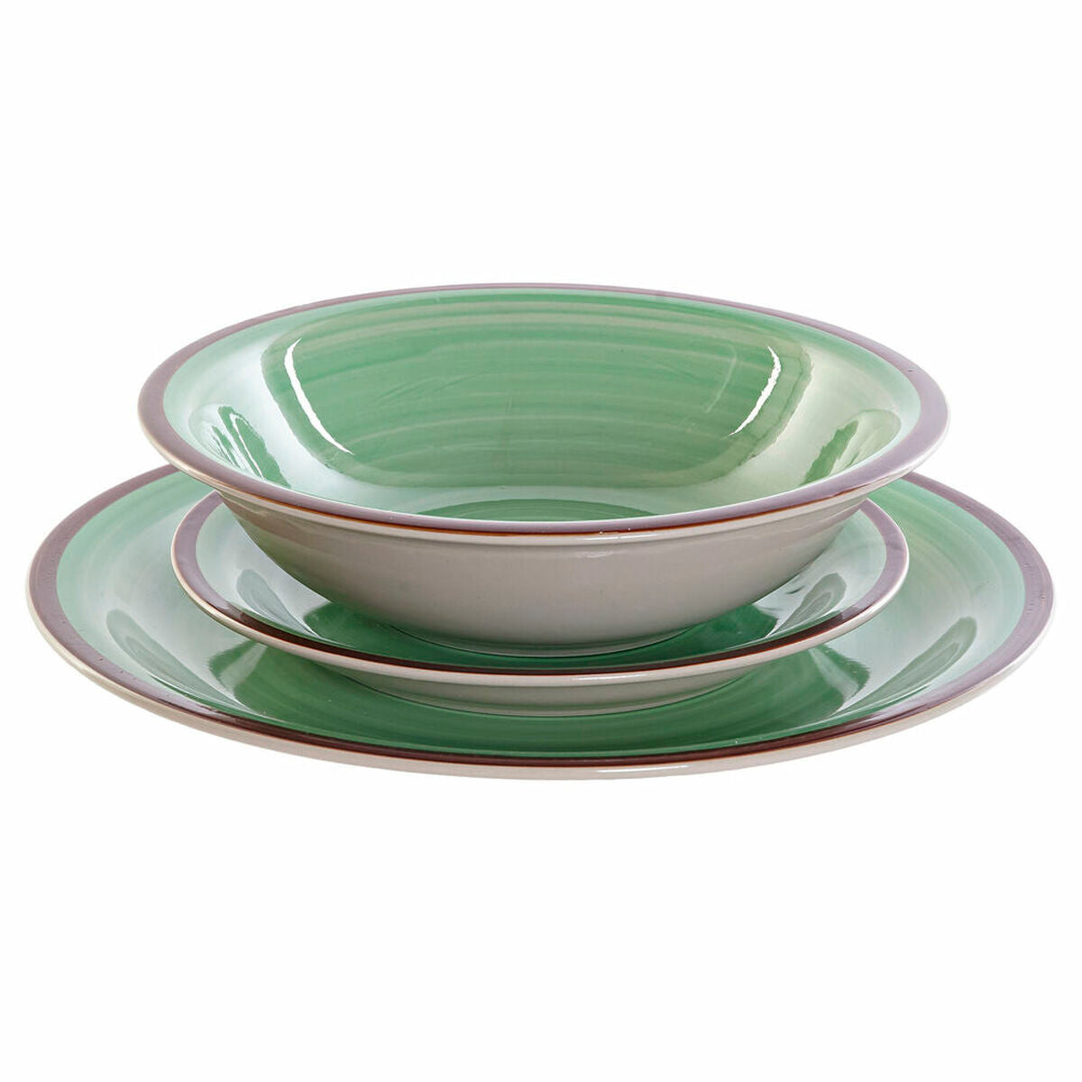 Tableware DKD Home Decor S3025791 Stoneware (26,5 x 26,5 x 3 cm) (21 x 21 x 5,5 cm) (26.5 x 26.5 x 3 cm) (19 x 19 x 3 cm) (18 pc