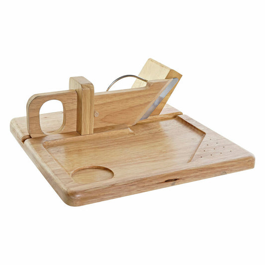 Cutter DKD Home Decor Natural Rubber wood Stainless steel (29 x 29 x 10 cm)