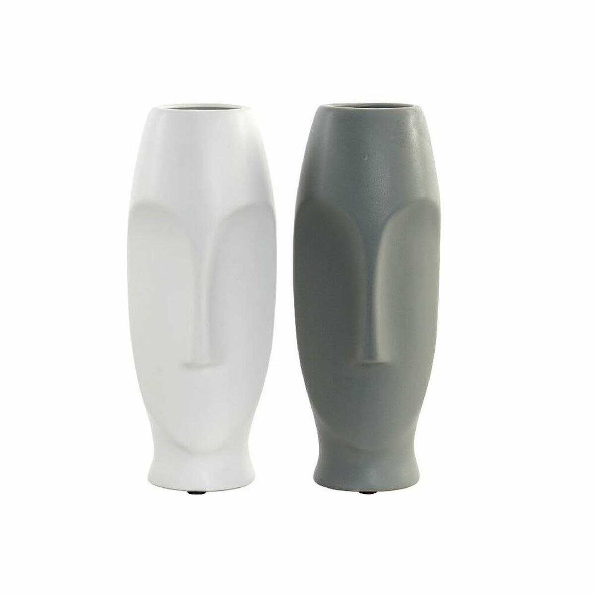 Vase DKD Home Decor Ceramic Grey White (11 x 11 x 26.8 cm) (2 pcs)