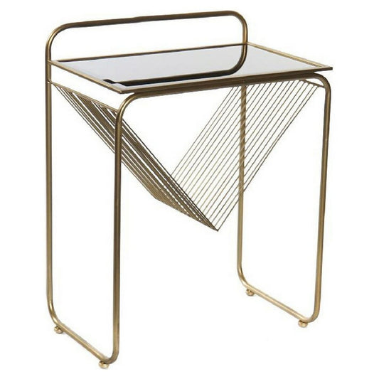 Side table DKD Home Decor Crystal Black Golden Metal (48 x 30 x 63 cm)