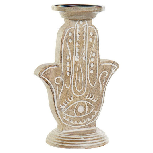 Candle Holder DKD Home Decor Floral Metal Brown White Mango wood (10 x 10 x 37.5 cm)