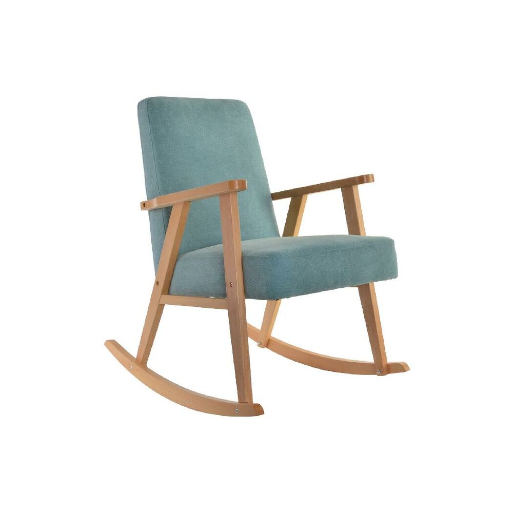 Rocking Chair DKD Home Decor Blue Wood Turquoise Polyester (54.3 x 87 x 88 cm)