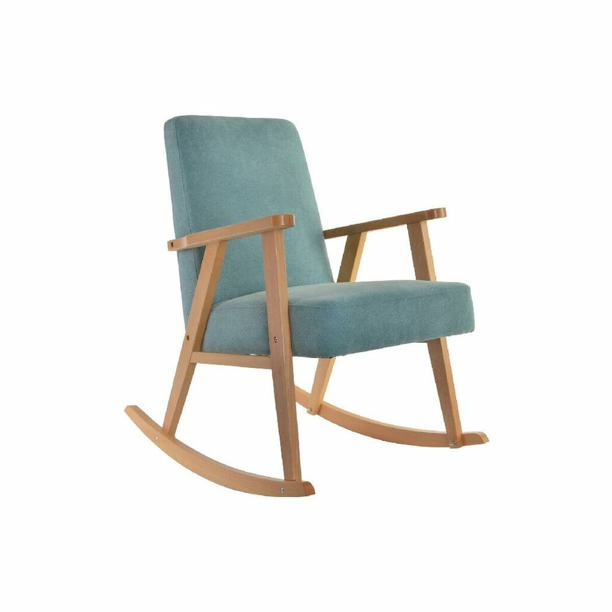 Rocking Chair DKD Home Decor Blue Wood Turquoise Polyester (54.3 x 87 x 88 cm)