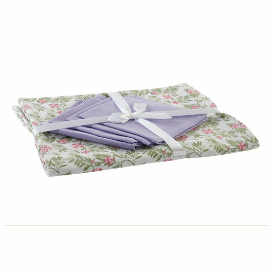 Tablecloth and napkins DKD Home Decor Cotton White Green (150 x 150 x 0.5 cm) (36 x 35 x 0,5 cm)