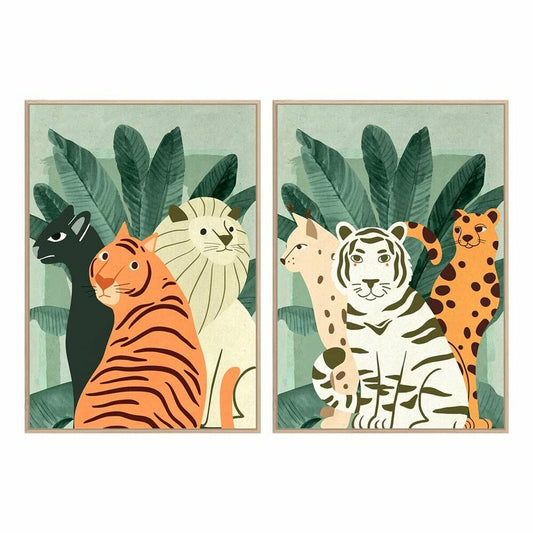 Painting DKD Home Decor Tropical animals (83 x 4,5 x 123 cm) (2 Units)