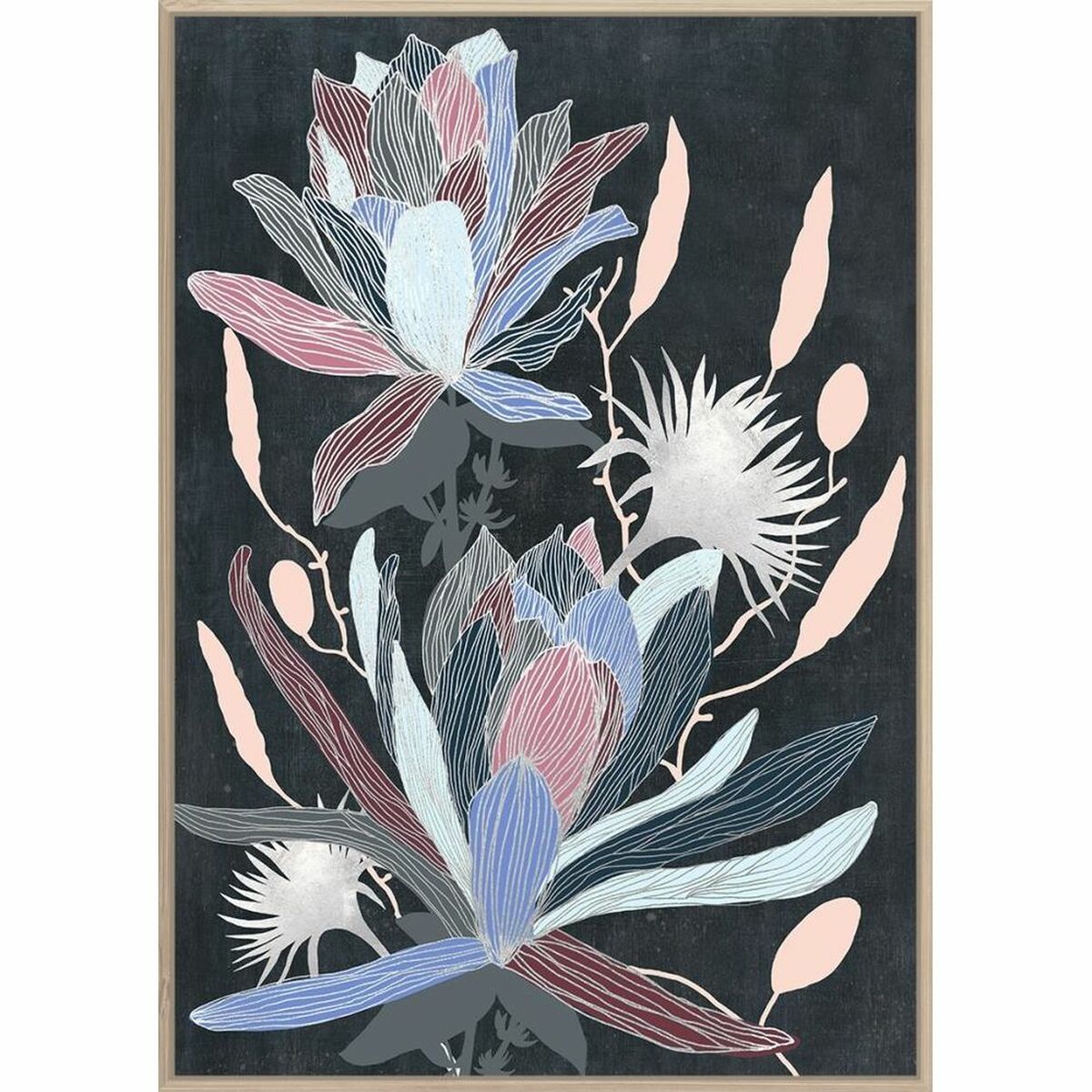 Painting DKD Home Decor Flowers Modern (53 x 4,3 x 73 cm) (2 Units)