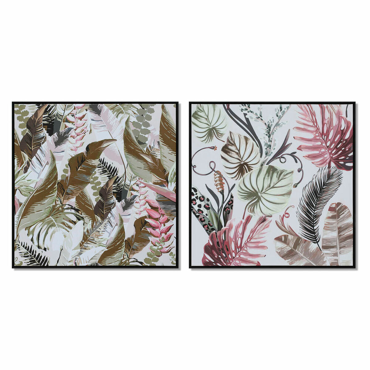 Painting DKD Home Decor Tropical Leaf of a plant (82,5 x 4,5 x 82,5 cm) (2 Units)