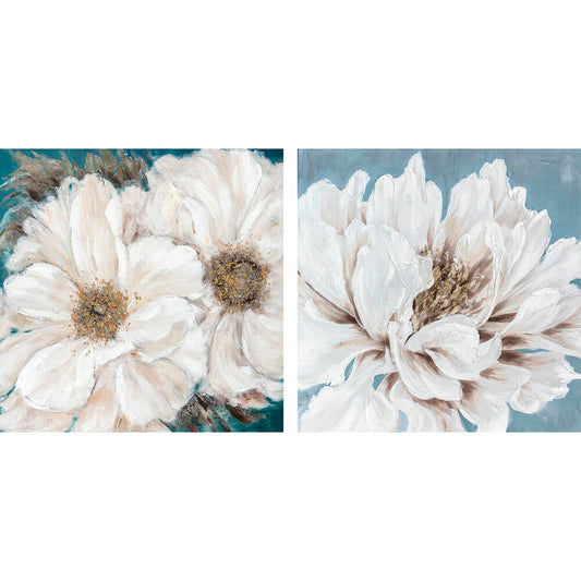 Painting DKD Home Decor S3018077 Flowers (80 x 2,4 x 80 cm) (80 x 3,5 x 80 cm) (2 Units)