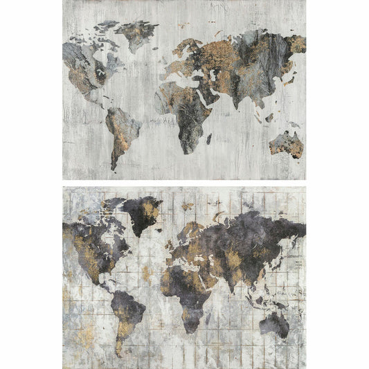 Painting DKD Home Decor World Map (120 x 4 x 90 cm) (2 Units)