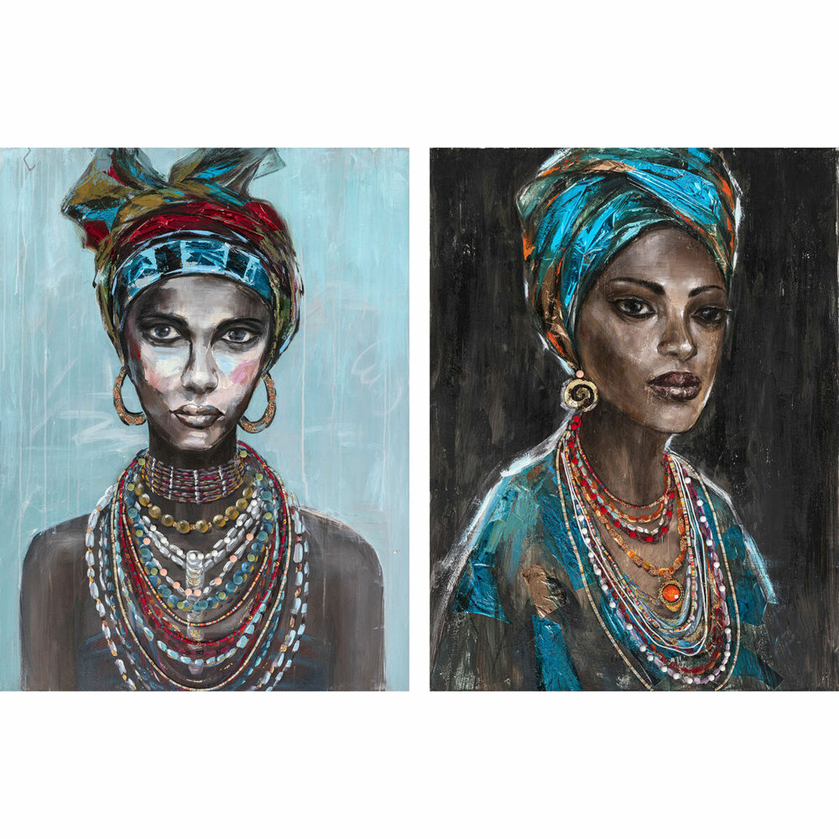 Painting DKD Home Decor Colonial African Woman (90 x 2,4 x 120 cm) (2 Units)