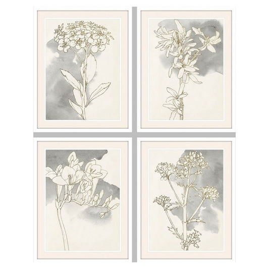 Painting DKD Home Decor Flowers (55 x 2,5 x 70 cm) (4 Units)