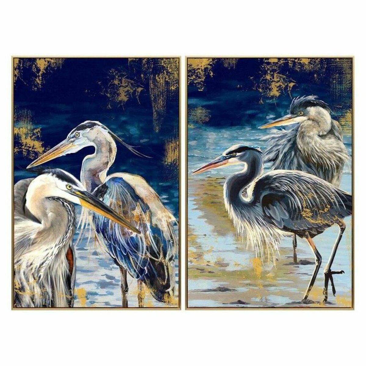 Painting DKD Home Decor Oriental Heron (63 x 3,5 x 93 cm) (2 Units)