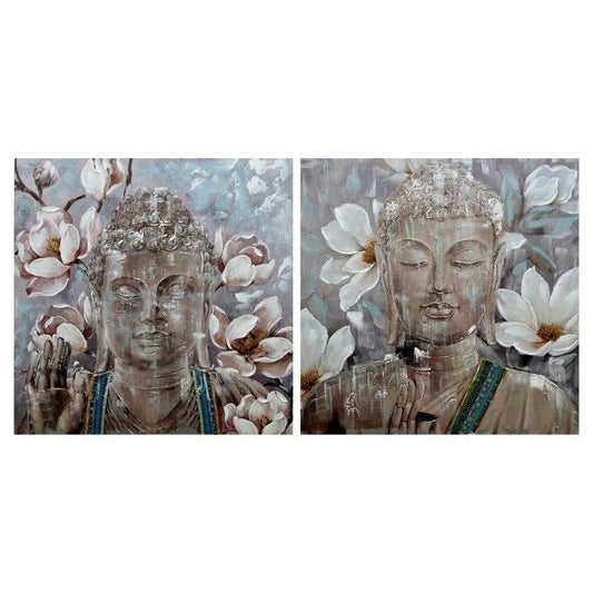 Painting DKD Home Decor Flowers (100 x 3 x 100 cm) (2 pcs)