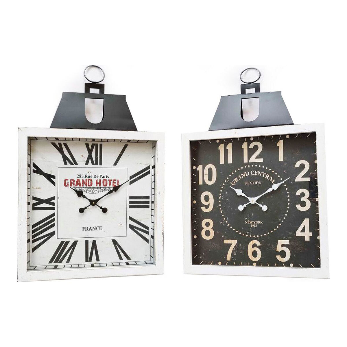 Wall Clock DKD Home Decor Black White Iron MDF Wood (60 x 6 x 89 cm) (2 pcs)