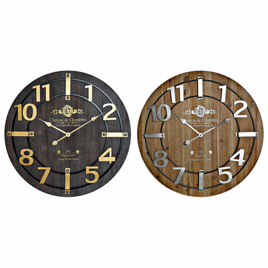 Wall Clock DKD Home Decor Black Iron MDF Wood (68 x 3 x 68 cm) (2 pcs)