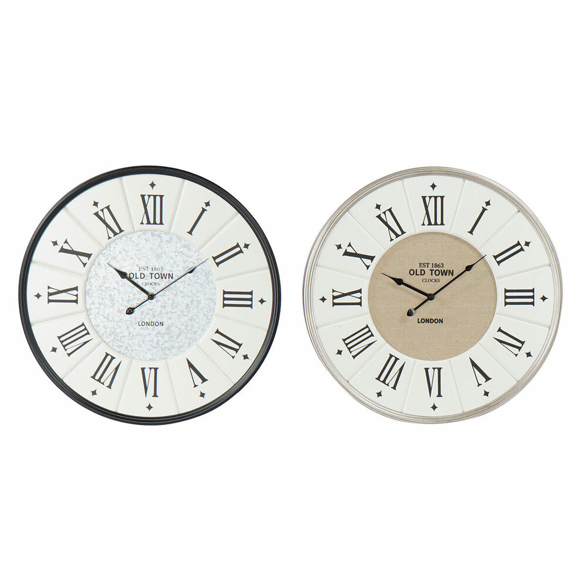 Wall Clock DKD Home Decor Grey Beige Iron MDF Wood (2 pcs) (60 x 5 x 60 cm)