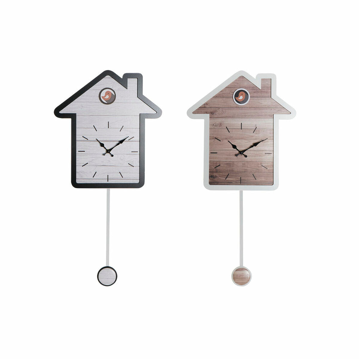 Wall Clock DKD Home Decor White House MDF Wood (32 x 4.5 x 56 cm) (2 pcs)