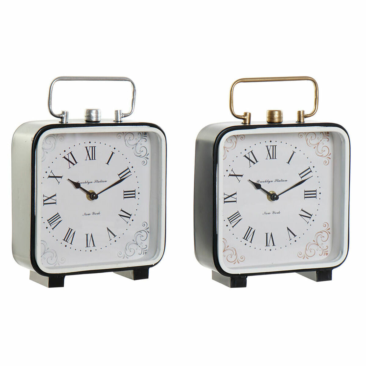 Table clock DKD Home Decor Crystal Black Blue Iron (20 x 7 x 26 cm) (2 pcs)